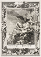 KG 12609
<br/>
Tempel der Muzen: Prometheus door de gier geteisterd.
<br/>
<em>Picart, Bernard (1673-1733)</em>